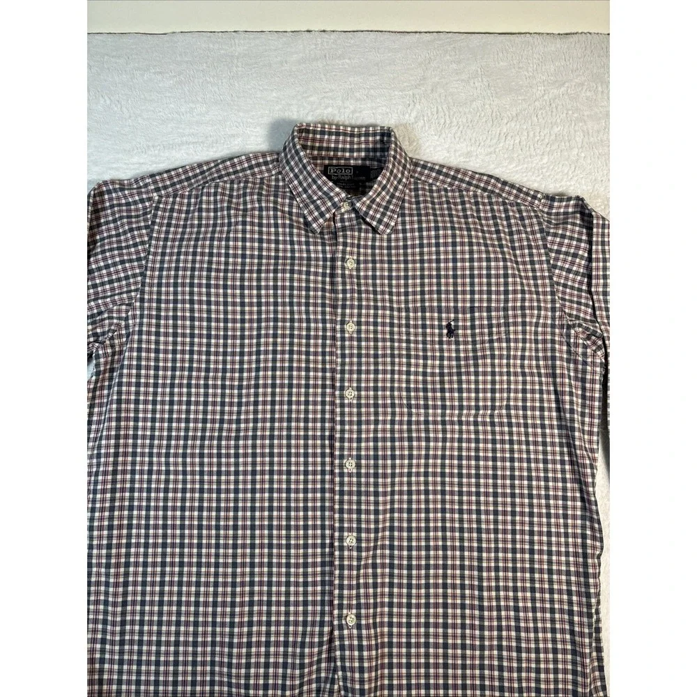Polo Ralph Lauren Pony Marlowe 100% Cotton‎ Made in USA 90s Vintage Plaid Large